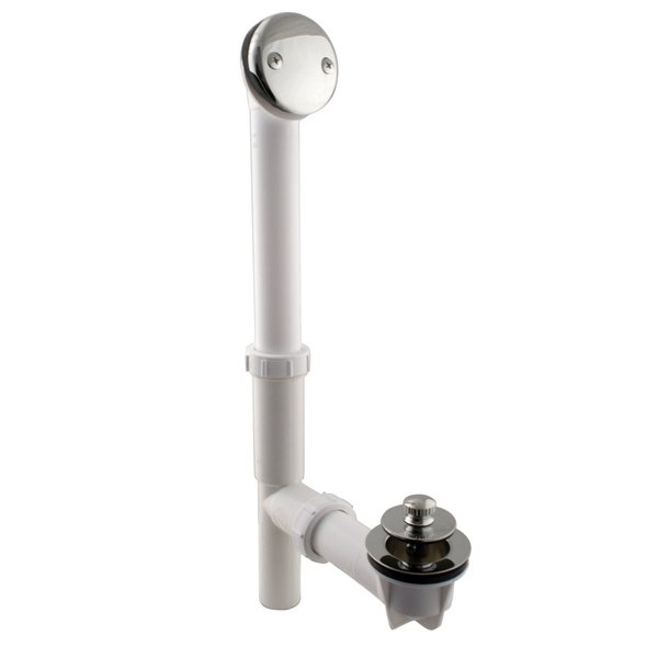 Westbrass White 1-1/2" Tubular Twist & Close Bath Waste in Polished Nickel 594244-05